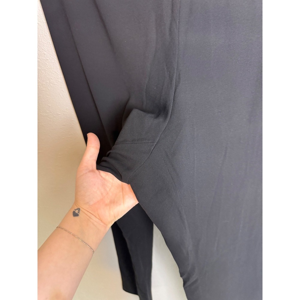 Eileen Fisher 100% Silk Wide Leg Pants Large Black Pull On Silk Georgette Crepe - Picture 2 of 7